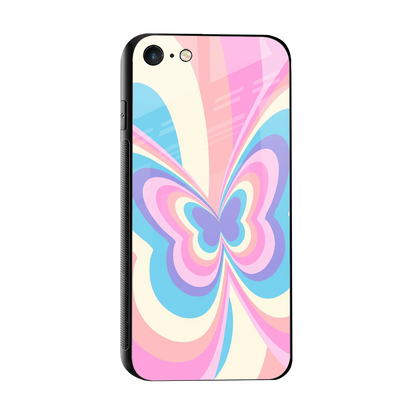 Y2K Vibrant Butterfly sleek iphone 7 cover with tempered glass back and TPU edges