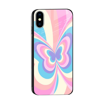 Y2K Vibrant Butterfly sleek iphone xs cover with tempered glass back and TPU edges