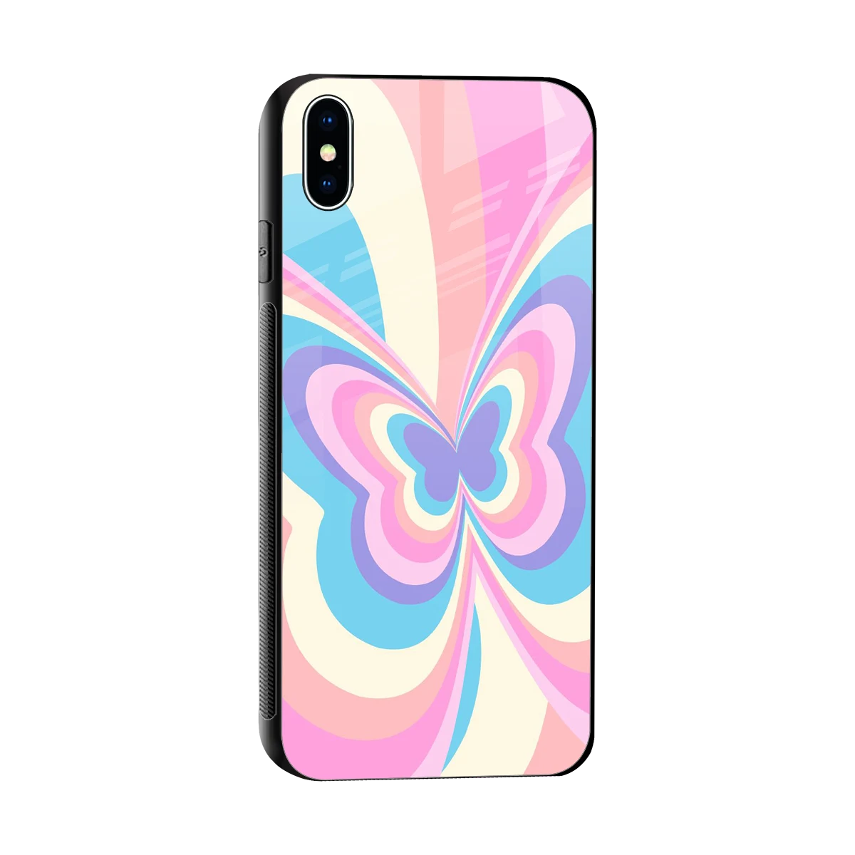 Y2K Vibrant Butterfly sleek iphone xs max cover with tempered glass back and TPU edges