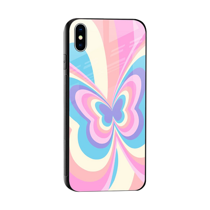 Y2K Vibrant Butterfly sleek iphone xs max cover with tempered glass back and TPU edges