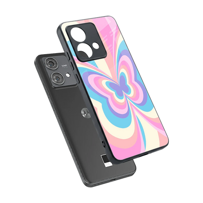 Y2K Vibrant Butterfly sleek motorola edge 40 neo 5g cover with tempered glass back and TPU edges