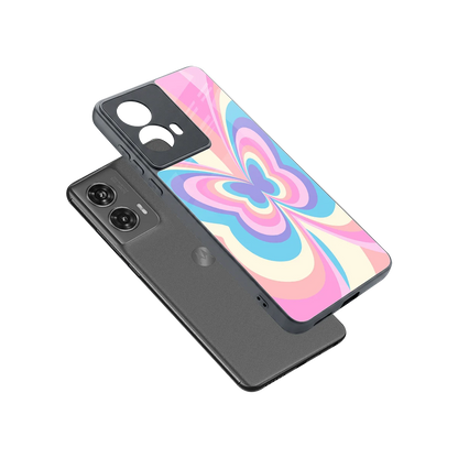Y2K Vibrant Butterfly sleek motorola edge 50 fusion cover with tempered glass back and TPU edges