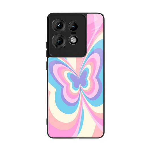 Y2K Vibrant Butterfly back phone cover | glass case for motorola edge 50 pro