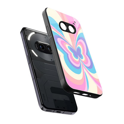 Y2K Vibrant Butterfly sleek nothing phone 2a plus cover with tempered glass back and TPU edges
