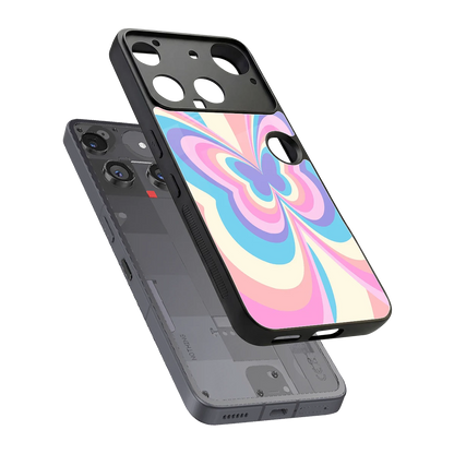 Y2K Vibrant Butterfly sleek nothing phone 3 cover with tempered glass back and TPU edges