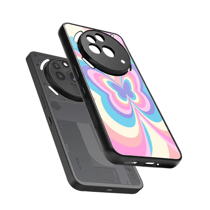 Y2K Vibrant Butterfly sleek nothing phone 3a pro cover with tempered glass back and TPU edges