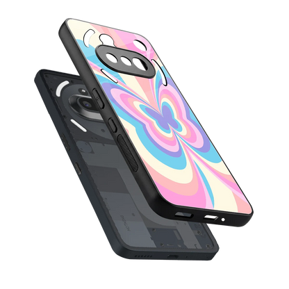 Y2K Vibrant Butterfly sleek nothing phone 3a cover with tempered glass back and TPU edges