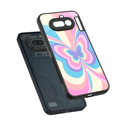 Y2K Vibrant Butterfly sleek nothing phone 4a cover with tempered glass back and TPU edges