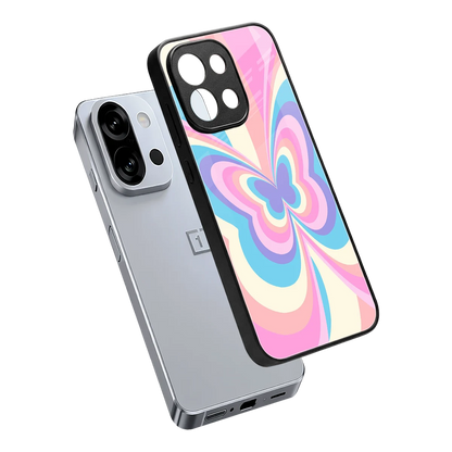 Y2K Vibrant Butterfly sleek oneplus 13s cover with tempered glass back and TPU edges