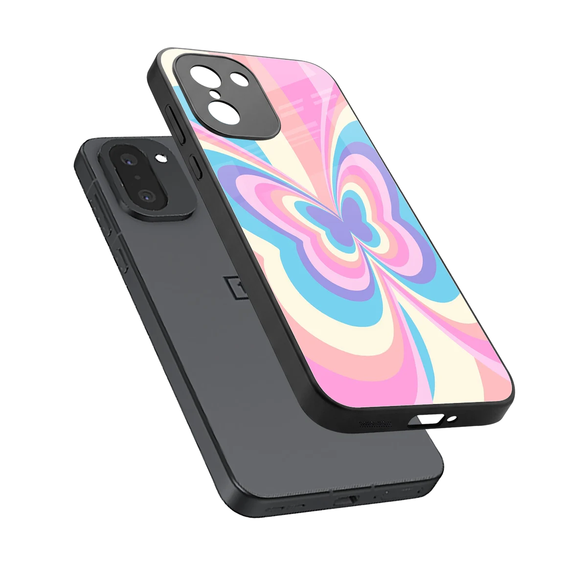 Y2K Vibrant Butterfly sleek oneplus 15r cover with tempered glass back and TPU edges