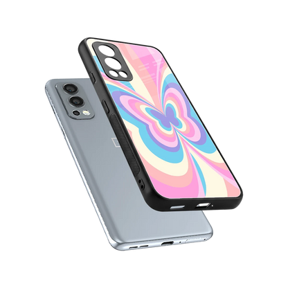 Y2K Vibrant Butterfly sleek oneplus nord 2 cover with tempered glass back and TPU edges