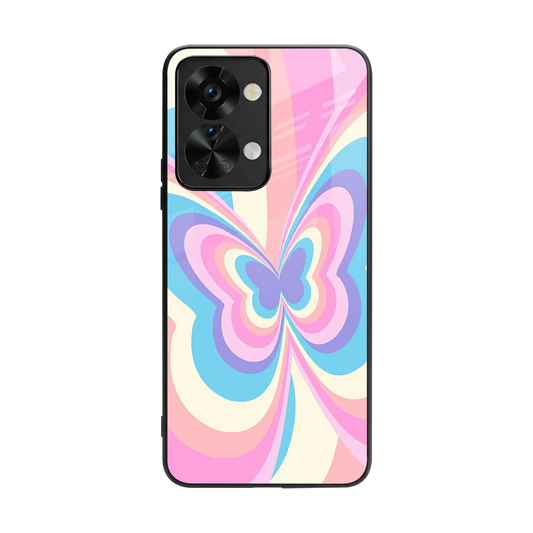 Y2K Vibrant Butterfly back phone cover | glass case for oneplus nord 2t