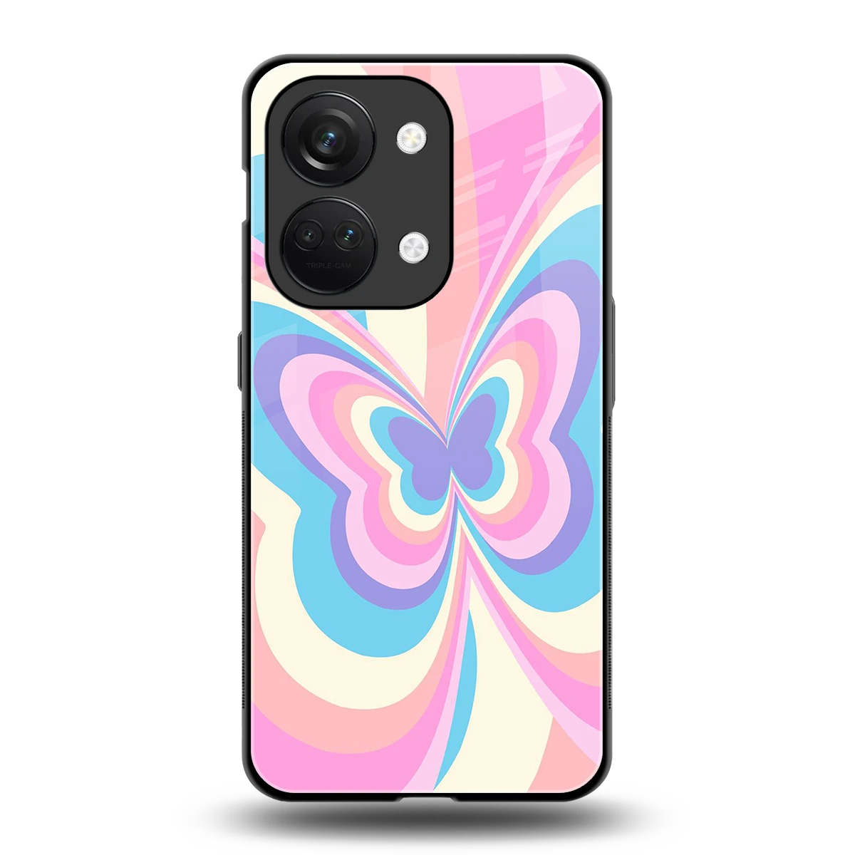 Y2K Vibrant Butterfly back phone cover | glass case for oneplus nord 3