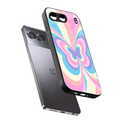Y2K Vibrant Butterfly sleek oneplus nord 4 cover with tempered glass back and TPU edges