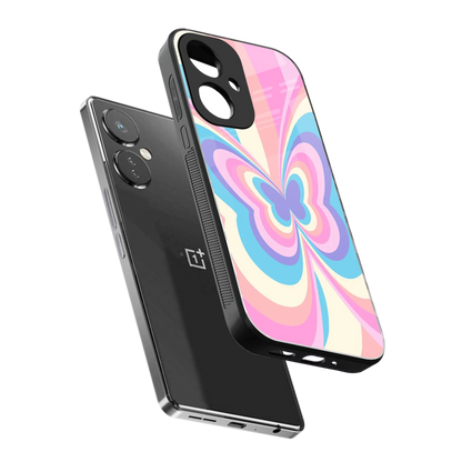 Y2K Vibrant Butterfly sleek oneplus nord ce 3 cover with tempered glass back and TPU edges