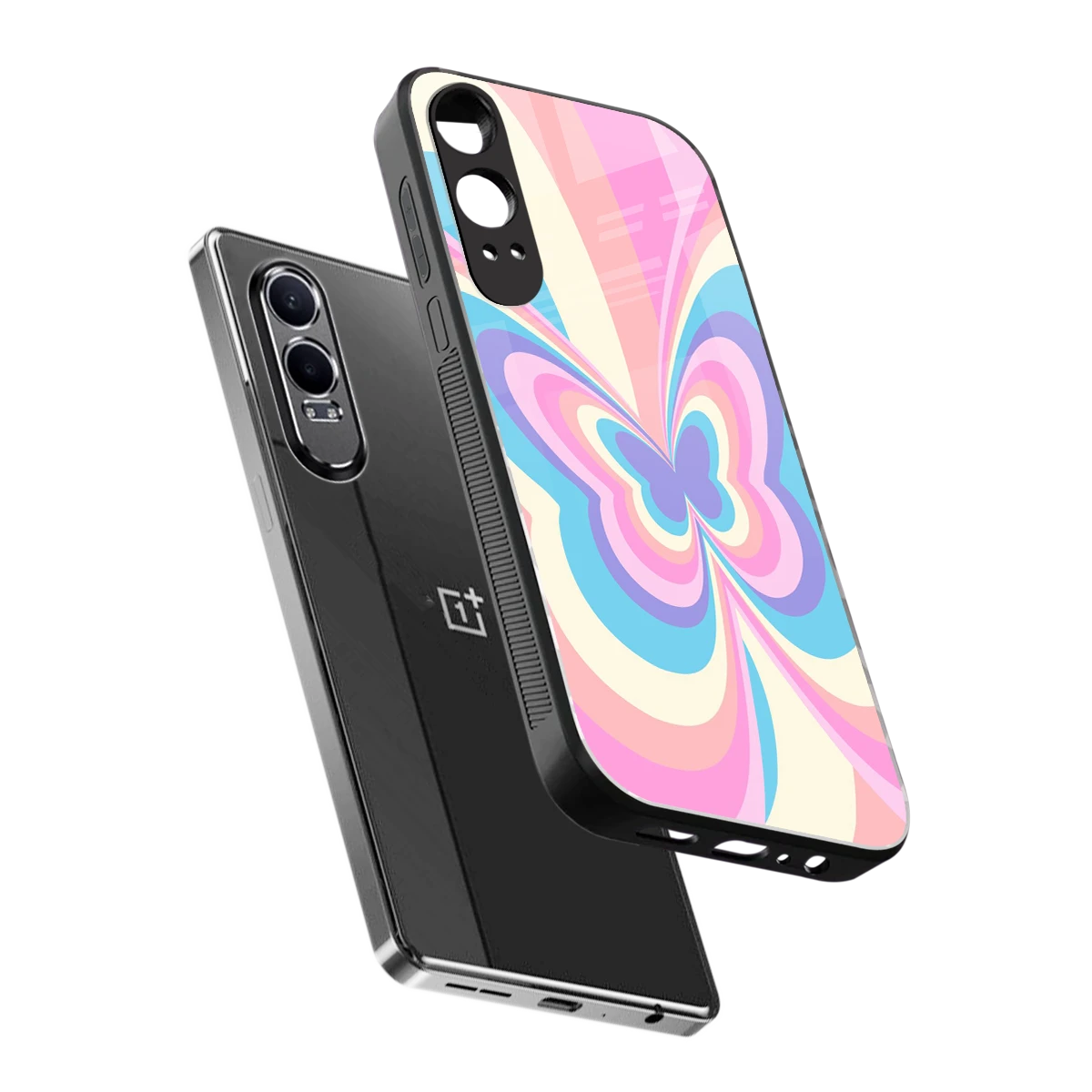 Y2K Vibrant Butterfly sleek oneplus nord ce 4 lite cover with tempered glass back and TPU edges