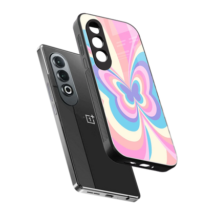 Y2K Vibrant Butterfly sleek oneplus nord ce 4 cover with tempered glass back and TPU edges
