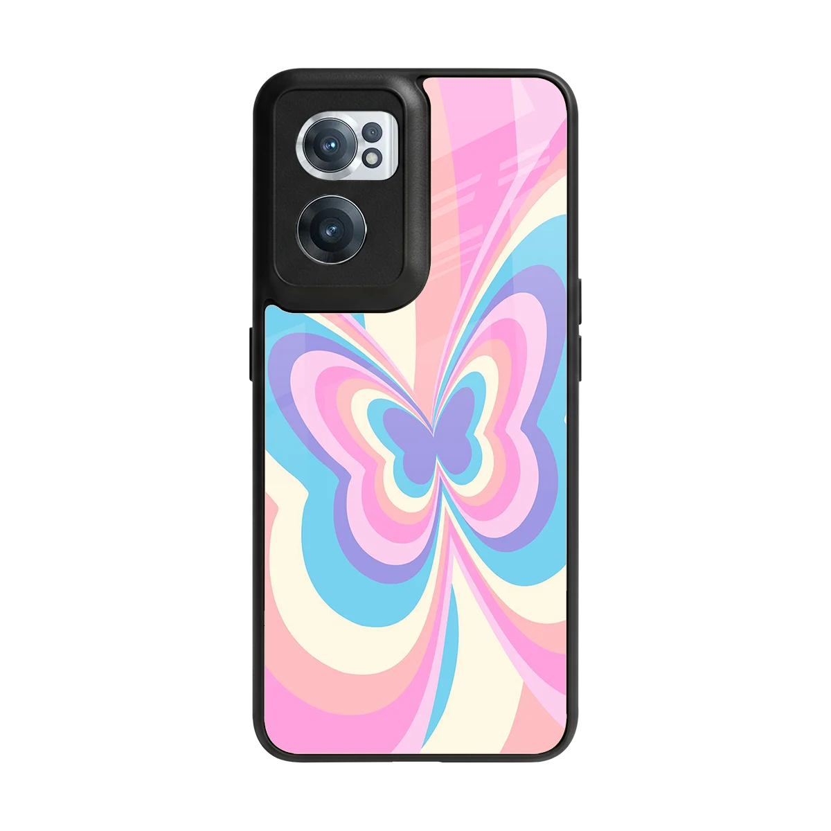 Y2K Vibrant Butterfly back phone cover | glass case for oneplus nord ce 2