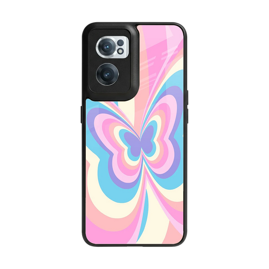 Y2K Vibrant Butterfly back phone cover | glass case for oneplus nord ce 2