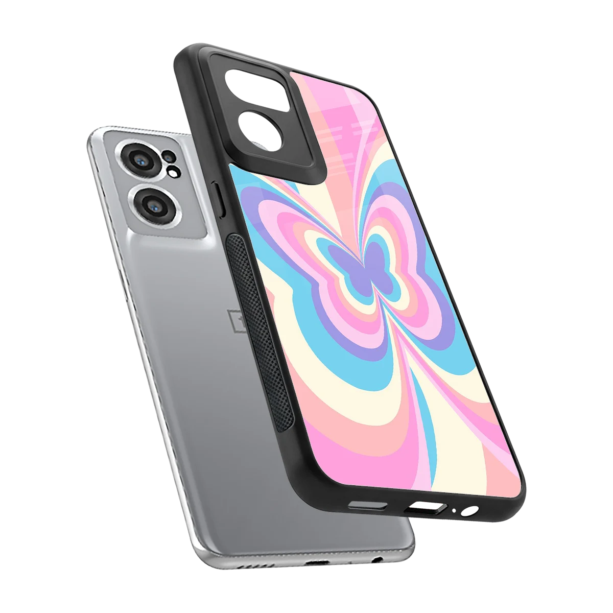 Y2K Vibrant Butterfly sleek oneplus nord ce 2 cover with tempered glass back and TPU edges