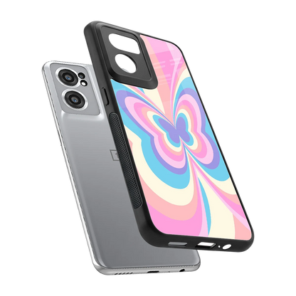 Y2K Vibrant Butterfly sleek oneplus nord ce 2 cover with tempered glass back and TPU edges