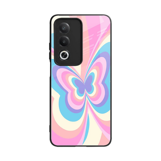 Y2K Vibrant Butterfly back phone cover | glass case for oppo a3 pro