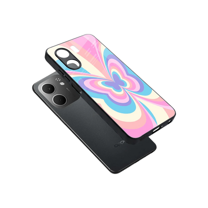 Y2K Vibrant Butterfly sleek oppo a5x 5g cover with tempered glass back and TPU edges