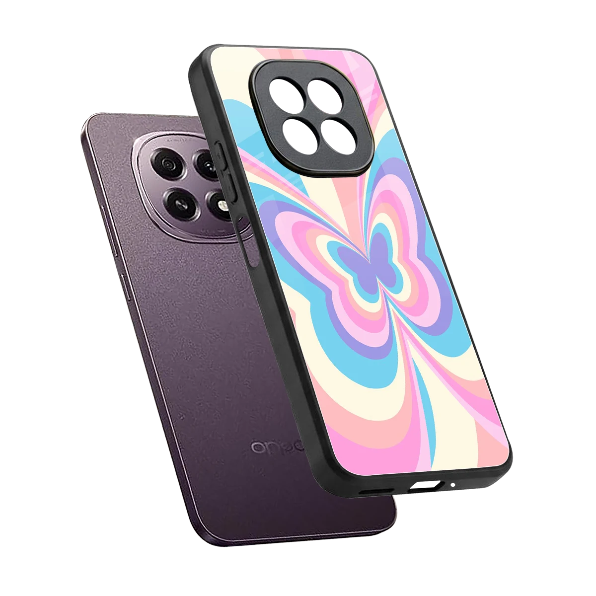 Y2K Vibrant Butterfly sleek oppo f29 5g cover with tempered glass back and TPU edges