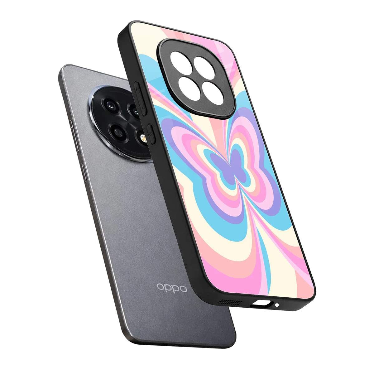 Y2K Vibrant Butterfly sleek oppo f29 pro 5g cover with tempered glass back and TPU edges