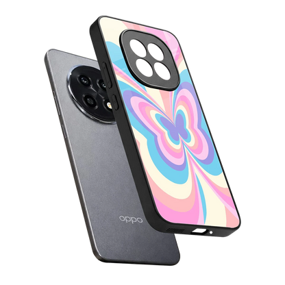 Y2K Vibrant Butterfly sleek oppo f29 pro 5g cover with tempered glass back and TPU edges