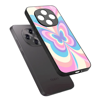 Y2K Vibrant Butterfly sleek oppo f31 pro 5g cover with tempered glass back and TPU edges