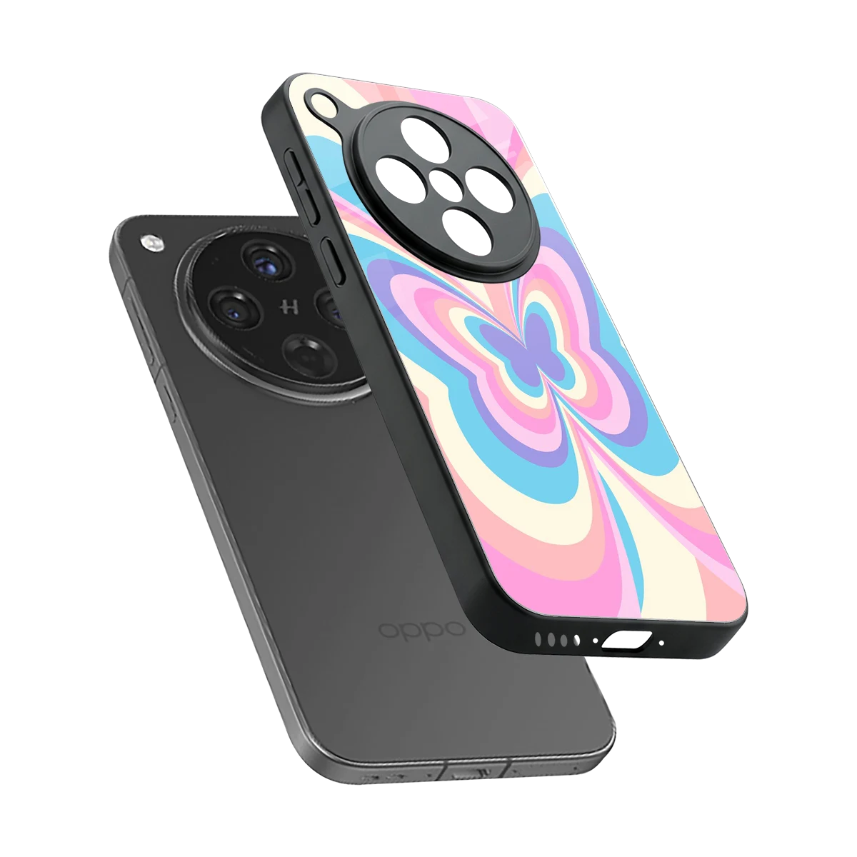 Y2K Vibrant Butterfly sleek oppo find x8 cover with tempered glass back and TPU edges