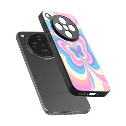 Y2K Vibrant Butterfly sleek oppo find x8 cover with tempered glass back and TPU edges
