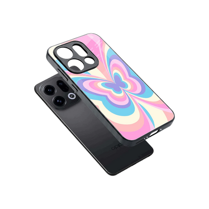 Y2K Vibrant Butterfly sleek oppo find x9 cover with tempered glass back and TPU edges