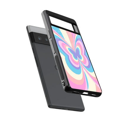Y2K Vibrant Butterfly sleek google pixel 6 pro cover with tempered glass back and TPU edges