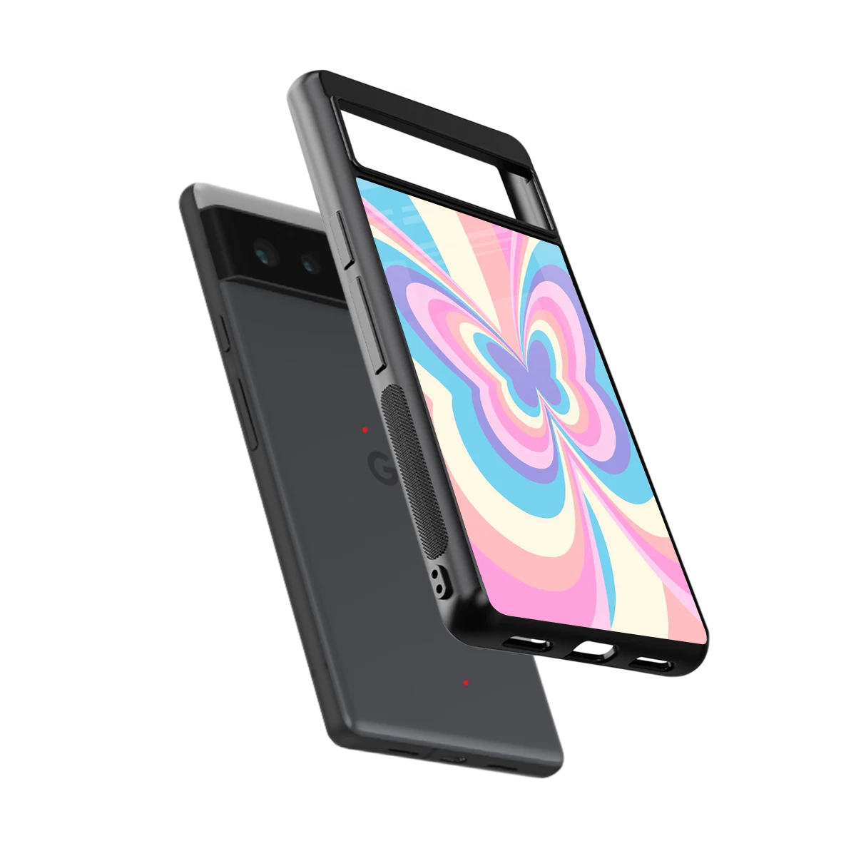 Y2K Vibrant Butterfly sleek google pixel 6 cover with tempered glass back and TPU edges