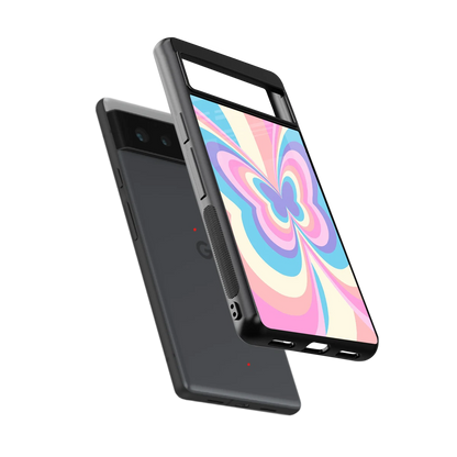 Y2K Vibrant Butterfly sleek google pixel 6 cover with tempered glass back and TPU edges