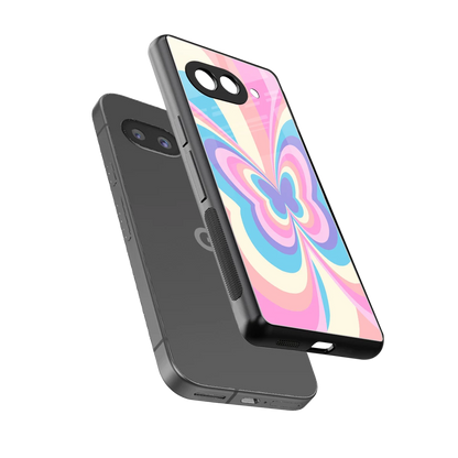 Y2K Vibrant Butterfly sleek google pixel 9a cover with tempered glass back and TPU edges