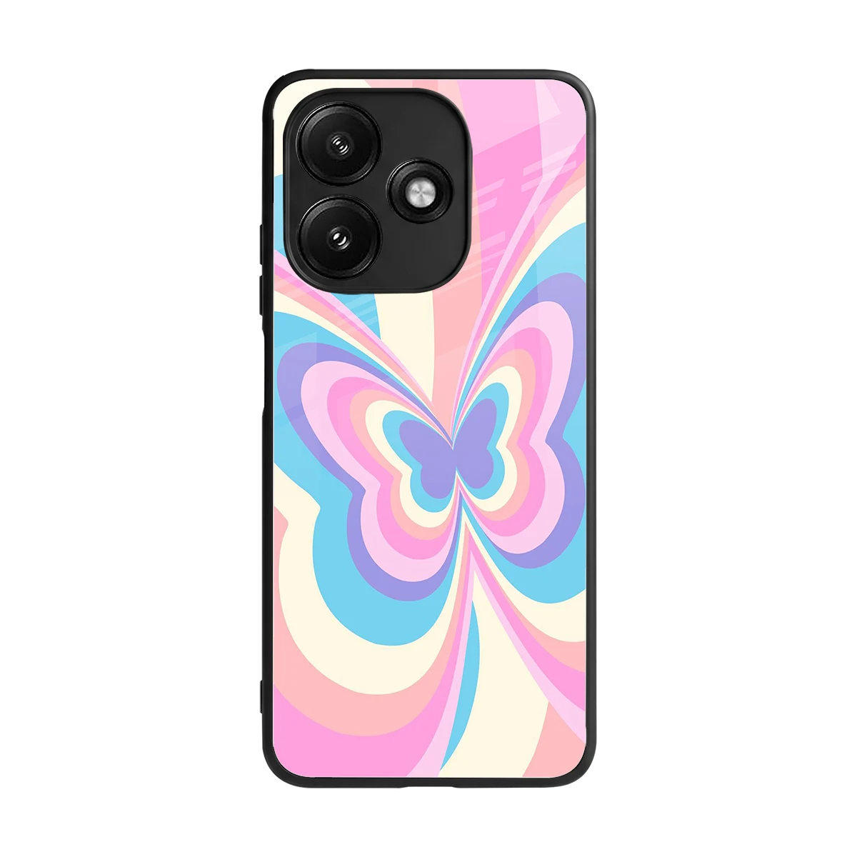 Y2K Vibrant Butterfly back phone cover | glass case for redmi 12 5g