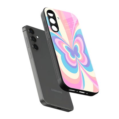 Y2K Vibrant Butterfly sleek samsung galaxy a55 5g cover with tempered glass back and TPU edges