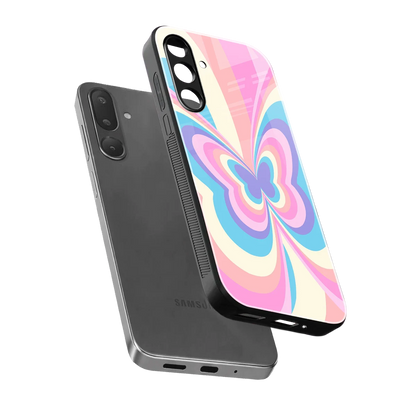Y2K Vibrant Butterfly sleek samsung galaxy m56 5g cover with tempered glass back and TPU edges