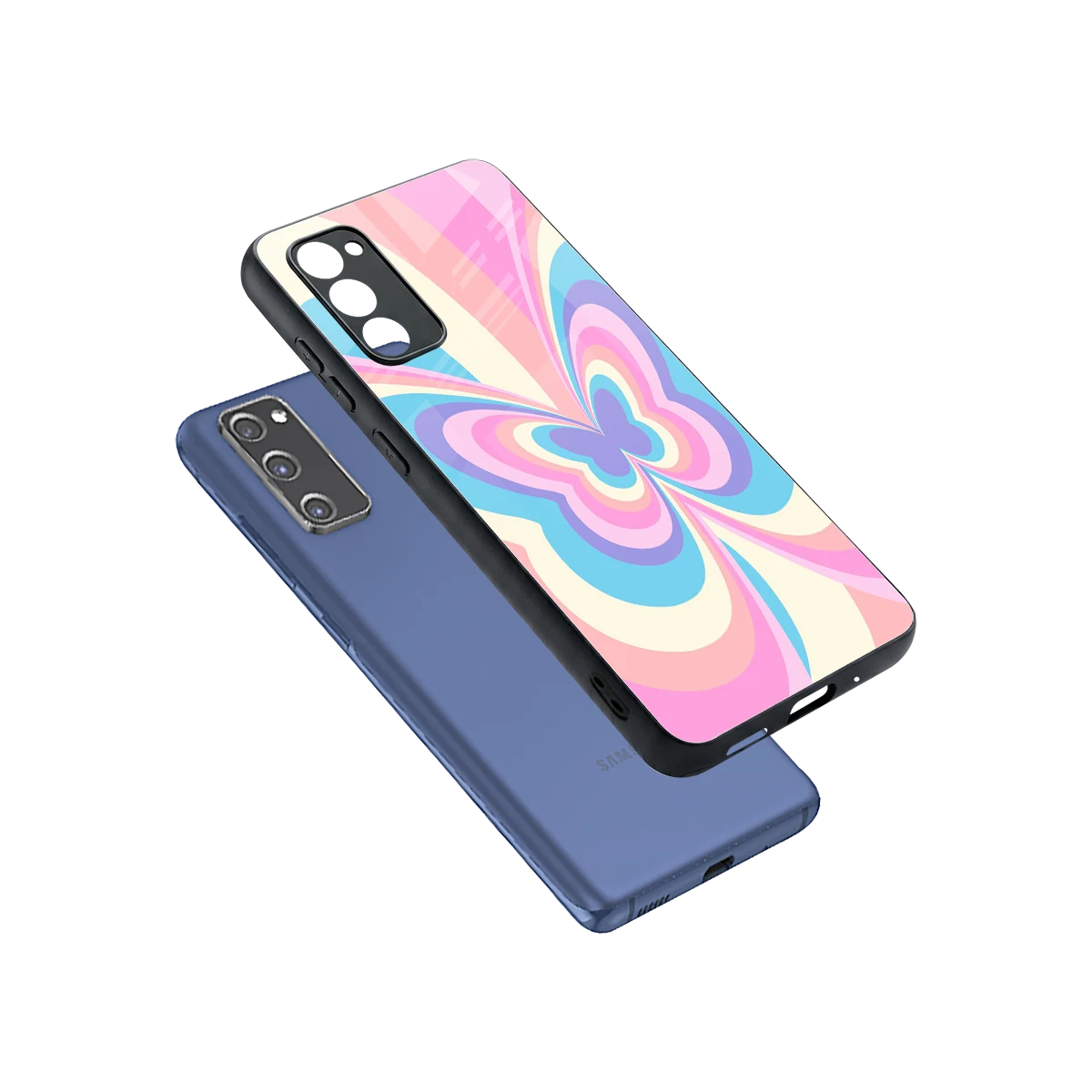 Y2K Vibrant Butterfly sleek samsung galaxy s20 fe cover with tempered glass back and TPU edges
