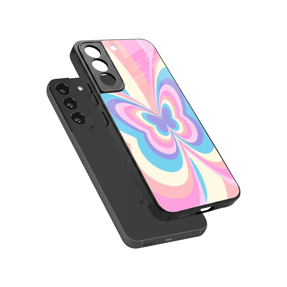 Y2K Vibrant Butterfly sleek samsung galaxy s22 cover with tempered glass back and TPU edges