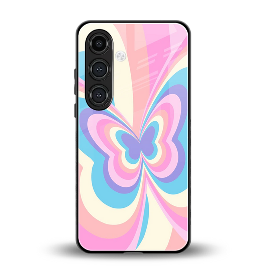 Y2K Vibrant Butterfly back phone cover | glass case for samsung galaxy s26