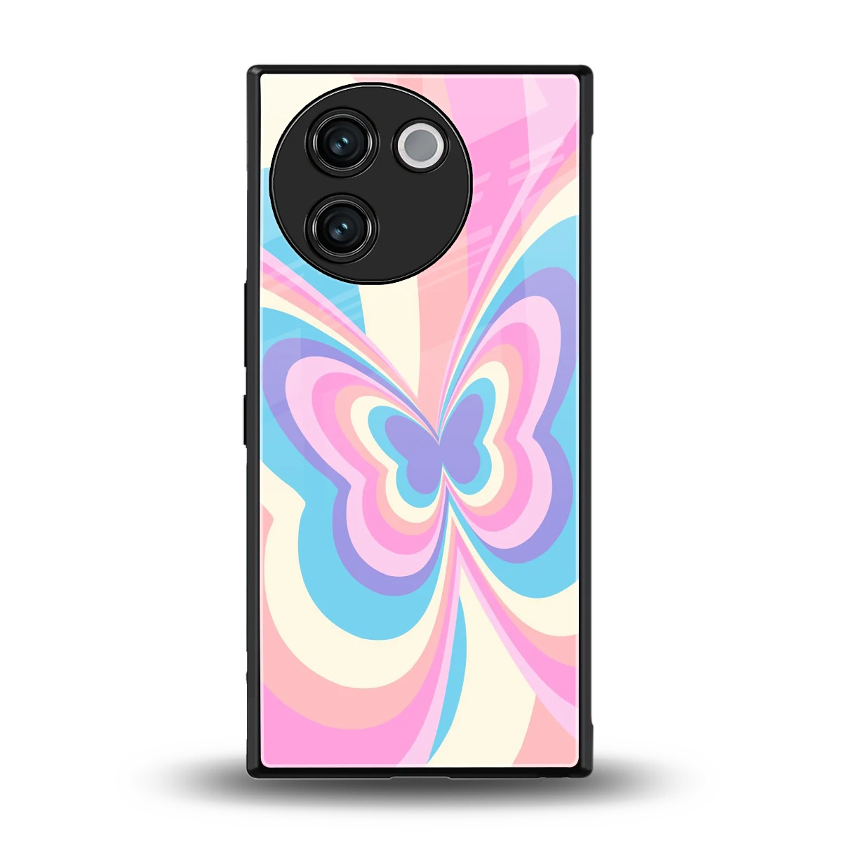 Y2K Vibrant Butterfly back phone cover | glass case for vivo v30e