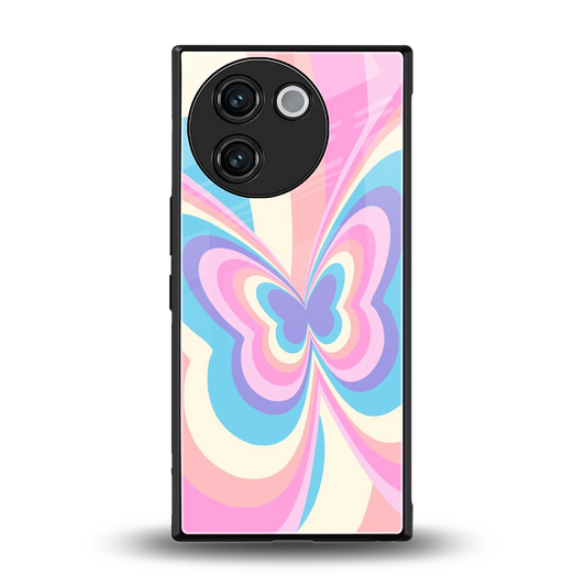 Y2K Vibrant Butterfly back phone cover | glass case for vivo v30e