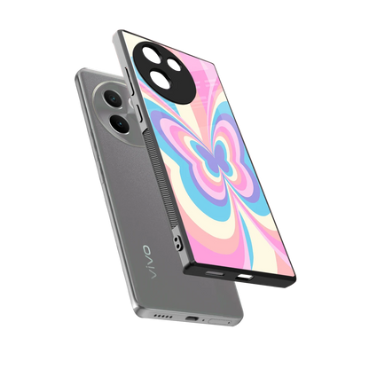 Y2K Vibrant Butterfly sleek vivo v30e cover with tempered glass back and TPU edges