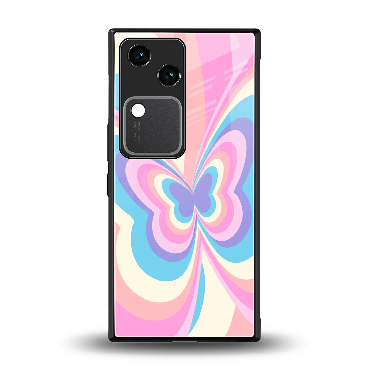Y2K Vibrant Butterfly back phone cover | glass case for vivo v30