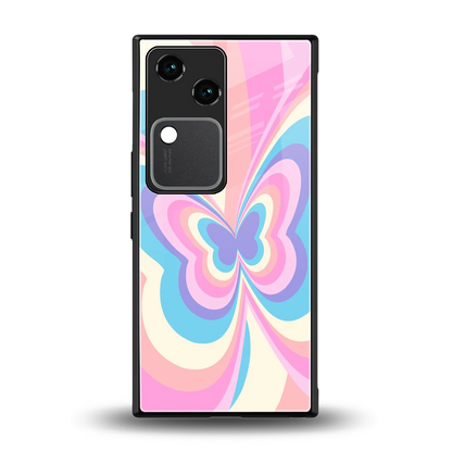 Y2K Vibrant Butterfly back phone cover | glass case for vivo v30