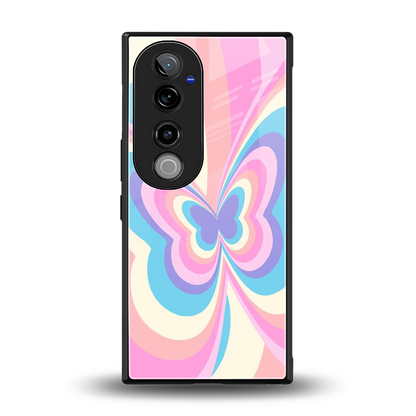 Y2K Vibrant Butterfly back phone cover | glass case for vivo v40 pro